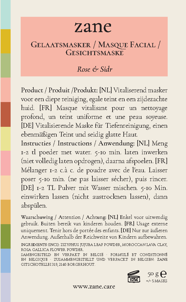 zane gelaatsmasker: Rose-Sidr